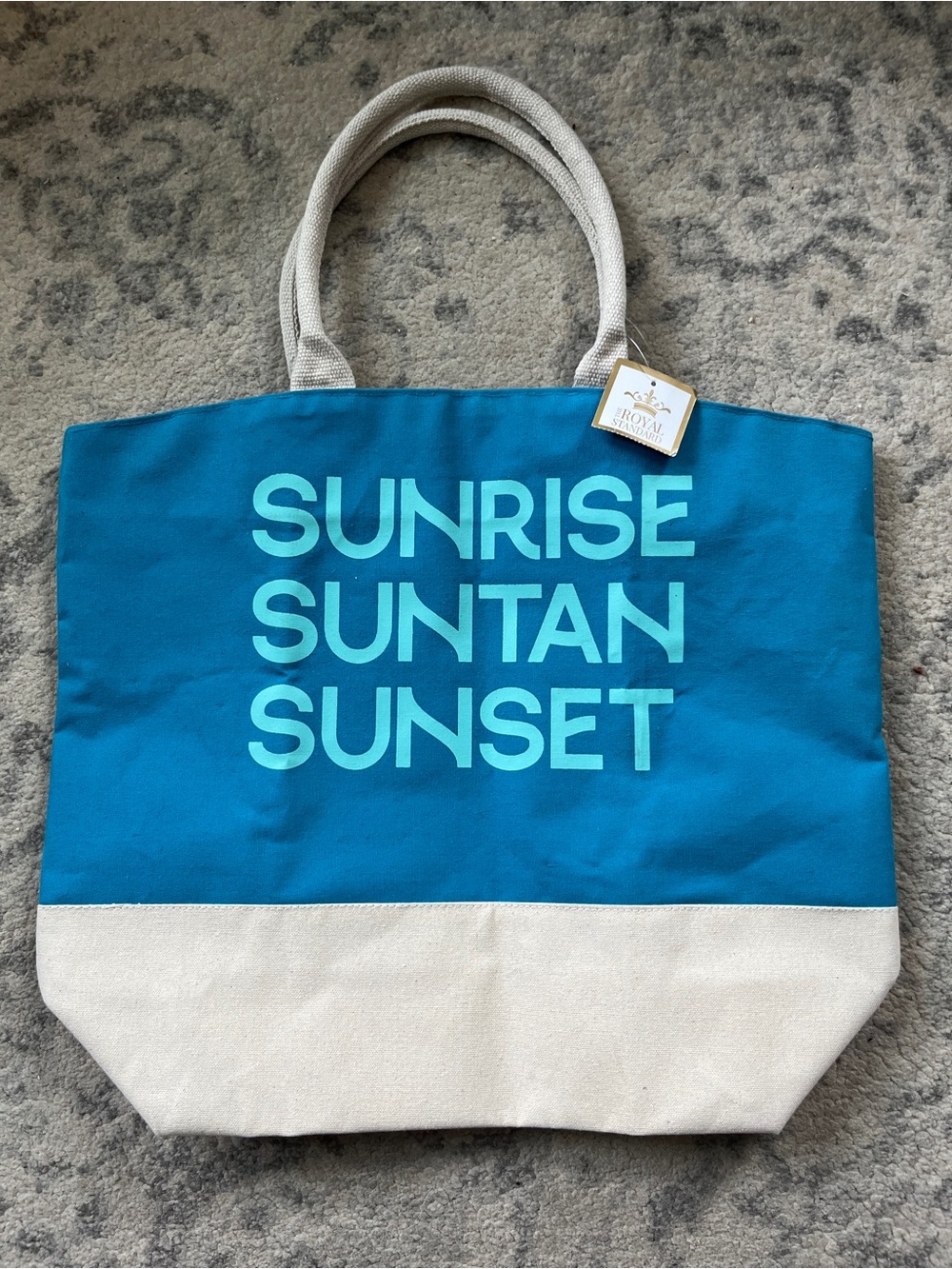 The Royal Standard Beach Tote ‘’Sunrise Suntan Sunset" Oversized Tote
Bag NWT